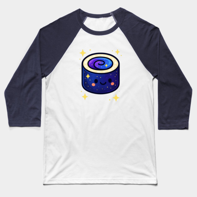 Galactic Sushi Roll – Cute Space Sushi Art | Cosmic Foodie Aesthetic Tee Baseball T-Shirt by Anne Lee