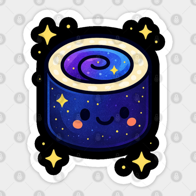 Galactic Sushi Roll – Cute Space Sushi Art | Cosmic Foodie Aesthetic Tee Sticker by Anne Lee