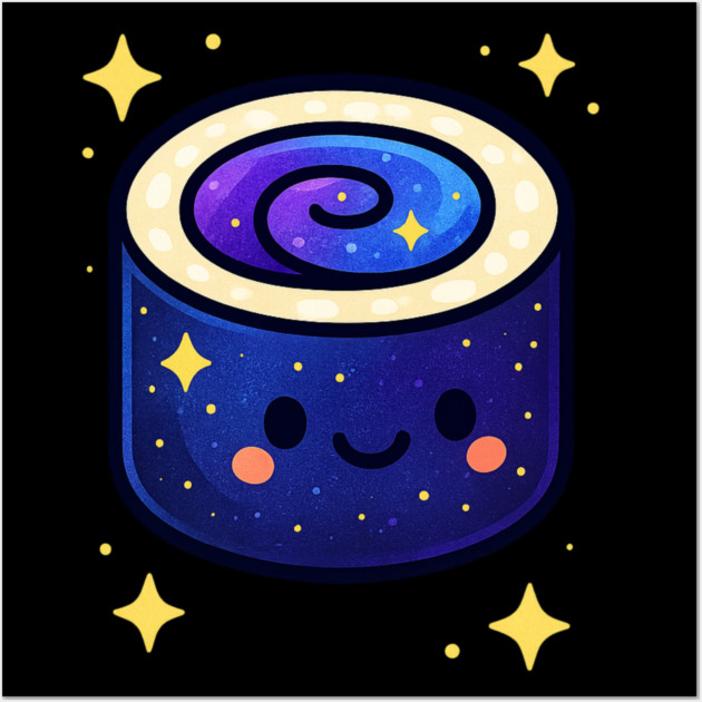 Galactic Sushi Roll – Cute Space Sushi Art | Cosmic Foodie Aesthetic Tee Wall Art by Anne Lee