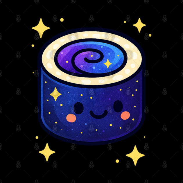 Galactic Sushi Roll – Cute Space Sushi Art | Cosmic Foodie Aesthetic Tee by Anne Lee