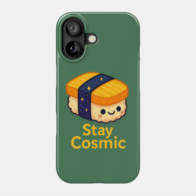 Stay Cosmic – Cute Space Sushi Art | Funny Kawaii Cosmic Food Tee Phone Case by Anne Lee