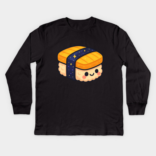 Cosmic Sushi Bite – Cute Space Sushi Art | Kawaii Galaxy Food Tee Kids Long Sleeve T-Shirt by Anne Lee