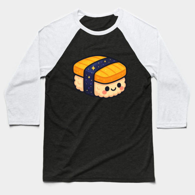 Cosmic Sushi Bite – Cute Space Sushi Art | Kawaii Galaxy Food Tee Baseball T-Shirt by Anne Lee