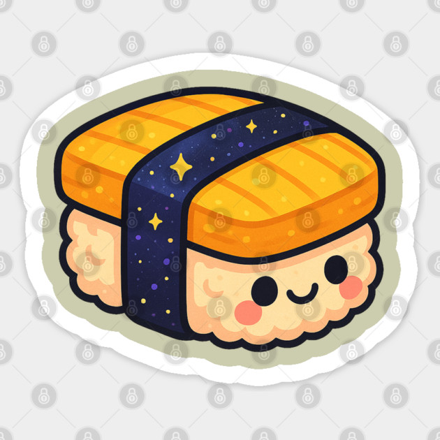 Cosmic Sushi Bite – Cute Space Sushi Art | Kawaii Galaxy Food Tee Sticker by Anne Lee