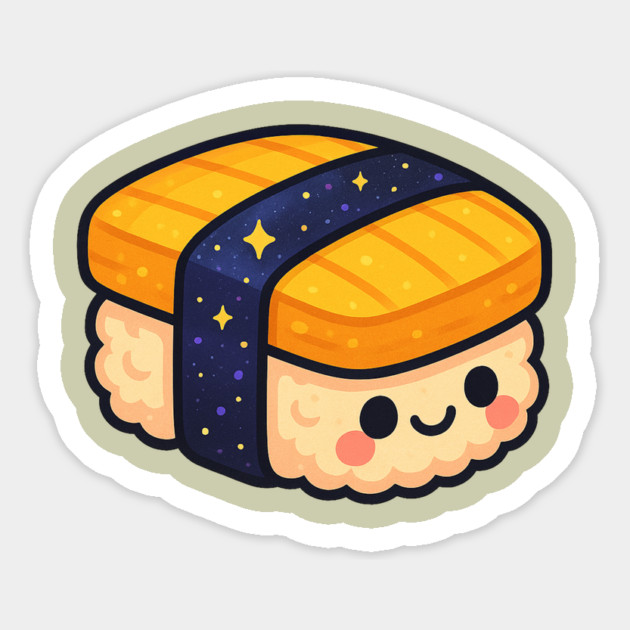 Cosmic Sushi Bite – Cute Space Sushi Art | Kawaii Galaxy Food Tee Magnet by Anne Lee