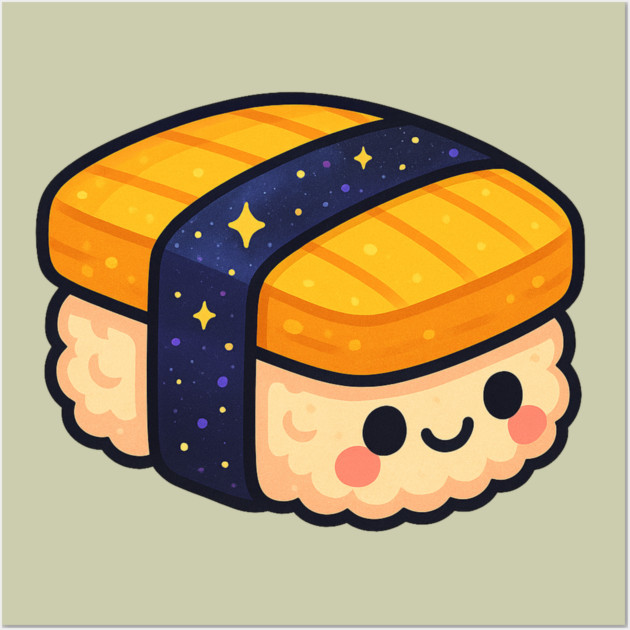 Cosmic Sushi Bite – Cute Space Sushi Art | Kawaii Galaxy Food Tee Wall Art by Anne Lee