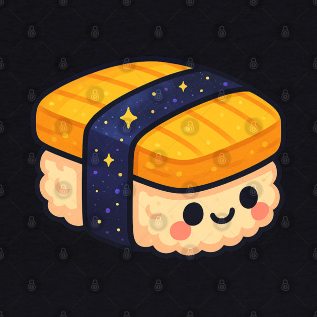 Cosmic Sushi Bite – Cute Space Sushi Art | Kawaii Galaxy Food Tee by Anne Lee