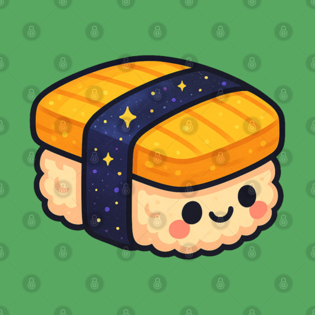 Cosmic Sushi Bite – Cute Space Sushi Art | Kawaii Galaxy Food Tee by Anne Lee