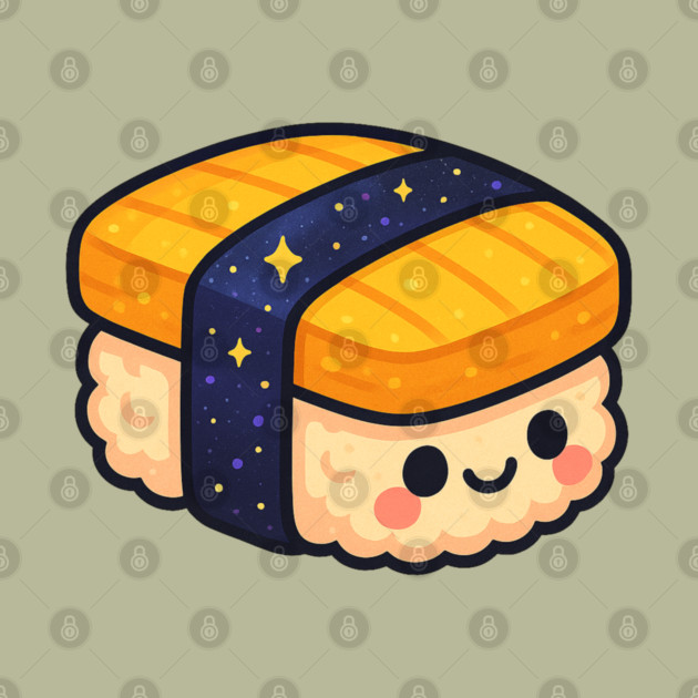 Cosmic Sushi Bite – Cute Space Sushi Art | Kawaii Galaxy Food Tee by Anne Lee