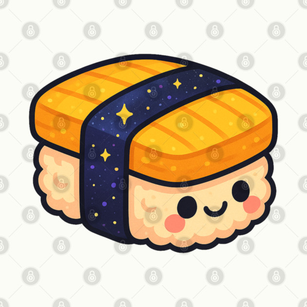 Cosmic Sushi Bite – Cute Space Sushi Art | Kawaii Galaxy Food Tee by Anne Lee