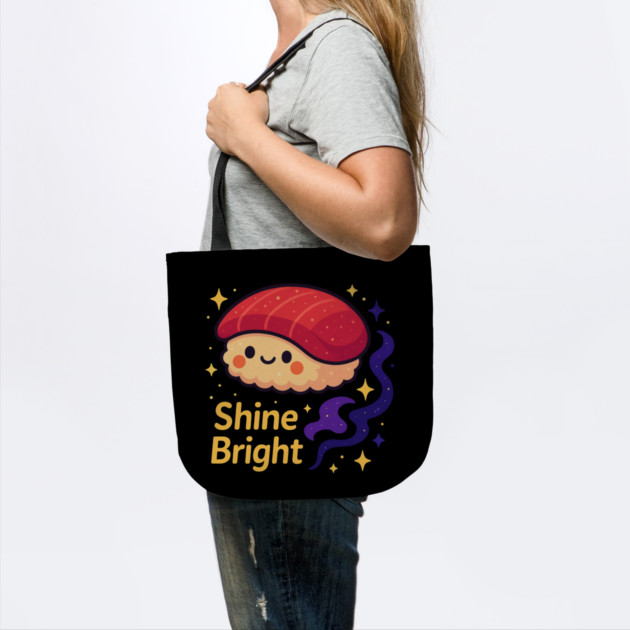 Shine Bright – Cute Space Sushi Art | Kawaii Cosmic Food Tee by Anne Lee