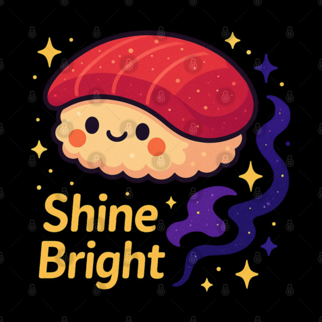 Shine Bright – Cute Space Sushi Art | Kawaii Cosmic Food Tee by Anne Lee