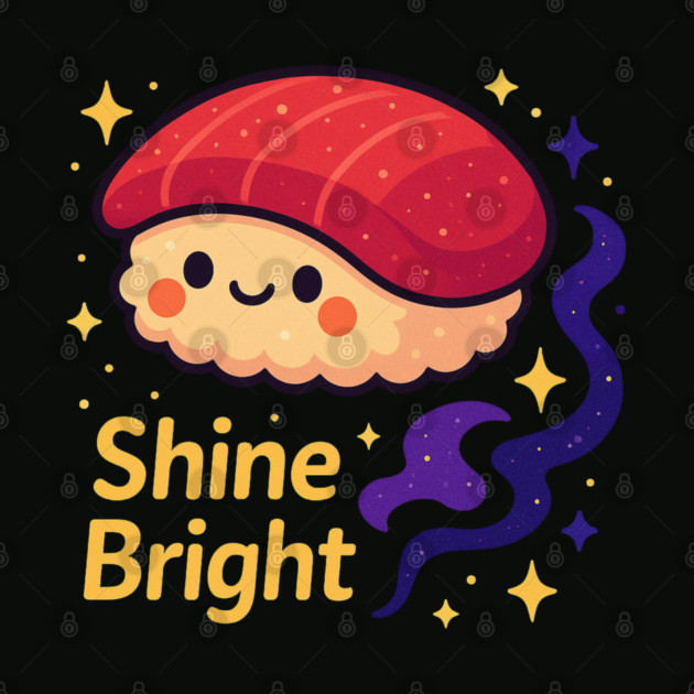Shine Bright – Cute Space Sushi Art | Kawaii Cosmic Food Tee by Anne Lee