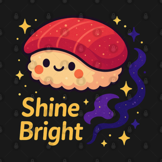Shine Bright – Cute Space Sushi Art | Kawaii Cosmic Food Tee by Anne Lee