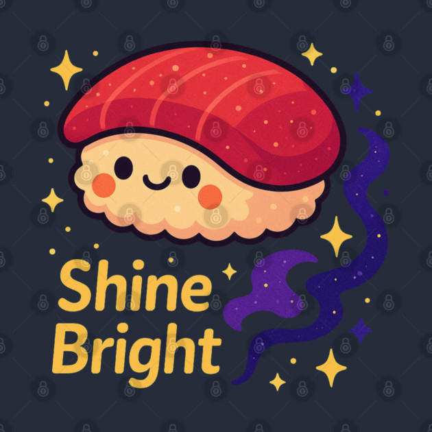 Shine Bright – Cute Space Sushi Art | Kawaii Cosmic Food Tee by Anne Lee