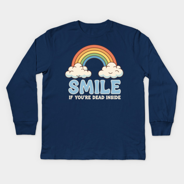 Smile If You're Dead Inside Kids Long Sleeve T-Shirt by enrynz