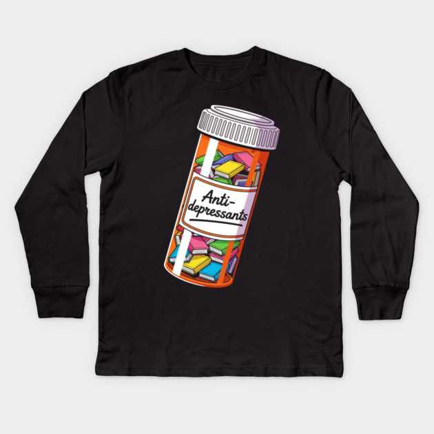 Books as Antidepressants Kids Long Sleeve T-Shirt by enrynz