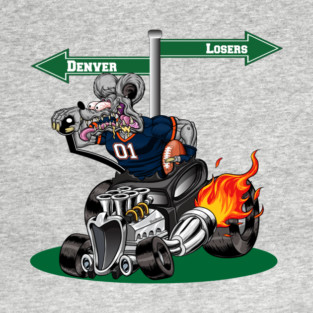 DigiRods Rat Rod Racer Denver Pro Football Hot Rod Car Cartoon T-Shirt
