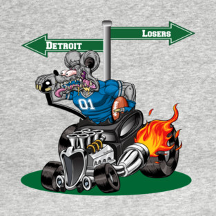 DigiRods Rat Rod Racer Detroit Pro Football Hot Rod Car Cartoon T-Shirt