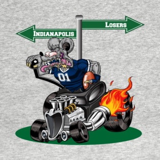 DigiRods Rat Rod Racer Indianapolis Pro Football Hot Rod Car Cartoon T-Shirt