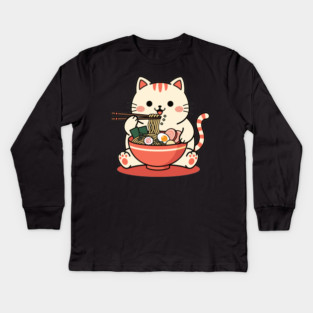 Purrfect Ramen Cat Kids Long Sleeve T-Shirt