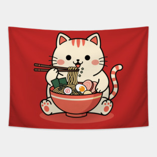 Purrfect Ramen Cat Tapestry