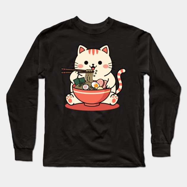 Purrfect Ramen Cat Long Sleeve T-Shirt by enrynz