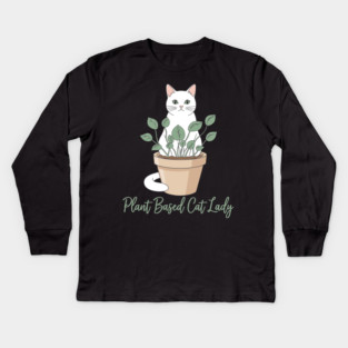 Plant Based Cat Lady Kids Long Sleeve T-Shirt