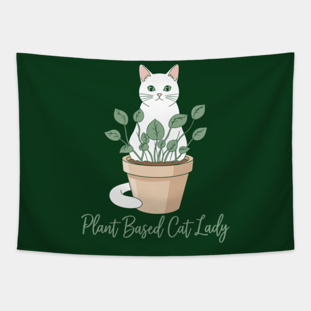 Plant Based Cat Lady Tapestry by enrynz