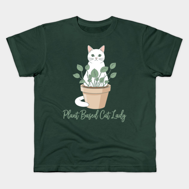 Plant Based Cat Lady Kids T-Shirt by enrynz