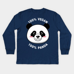 100% vegan, 100% Panda Kids Long Sleeve T-Shirt