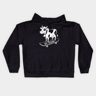 Rad Skateboarder Cow Kids Hoodie