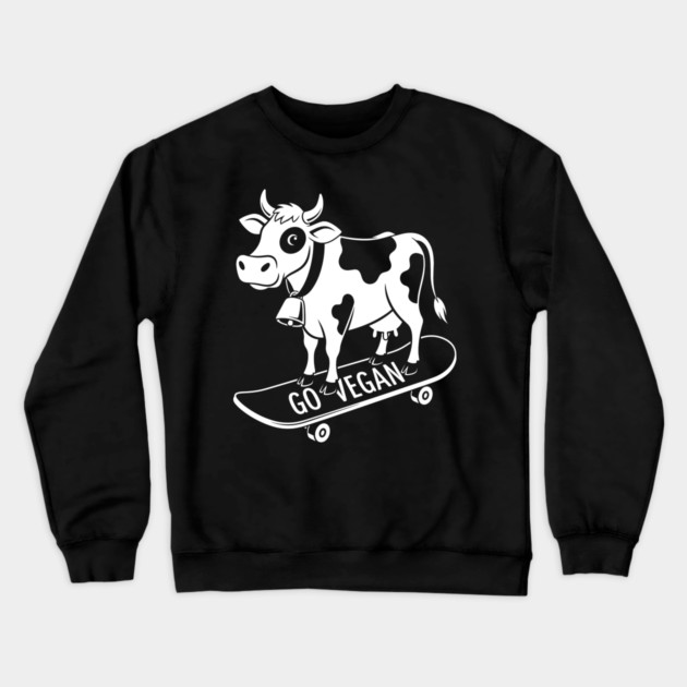 Rad Skateboarder Cow Crewneck Sweatshirt by enrynz