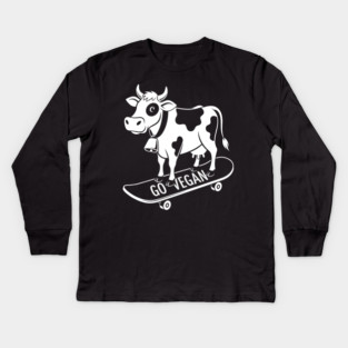 Rad Skateboarder Cow Kids Long Sleeve T-Shirt
