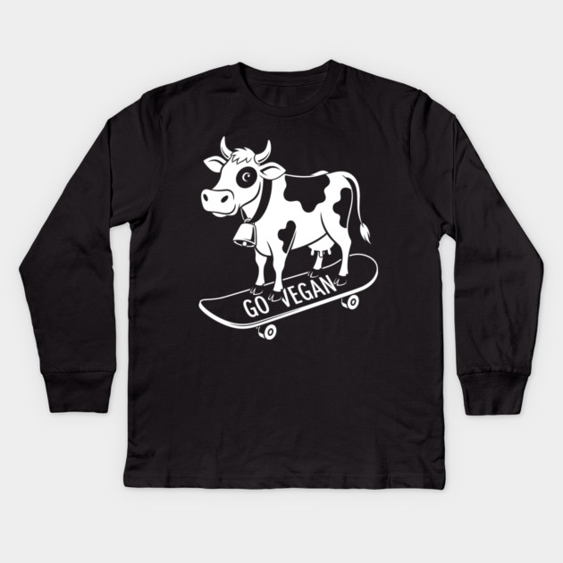 Rad Skateboarder Cow Kids Long Sleeve T-Shirt by enrynz