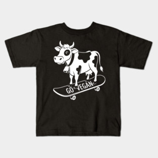 Rad Skateboarder Cow Kids T-Shirt