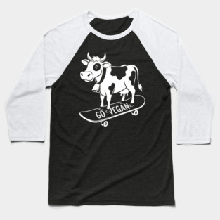 Rad Skateboarder Cow Baseball T-Shirt