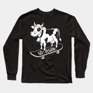 Rad Skateboarder Cow Long Sleeve T-Shirt
