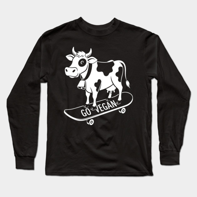 Rad Skateboarder Cow Long Sleeve T-Shirt by enrynz