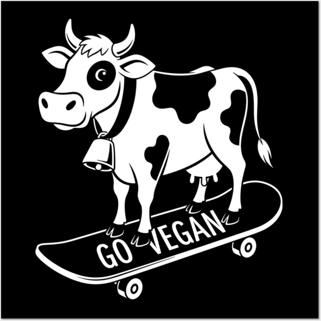 Rad Skateboarder Cow Wall Art by Digironin