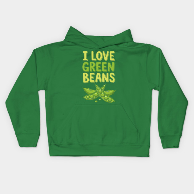 I Love Green Beans Kids Hoodie by enrynz