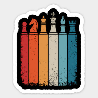 Vintage Chess Pieces Retro Stripes Board Game Player Sticker
