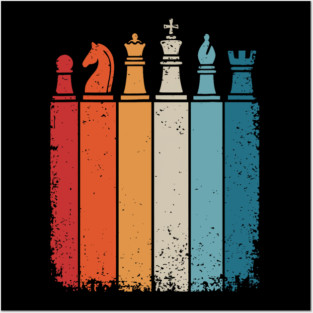 Vintage Chess Pieces Retro Stripes Board Game Player Posters and Art