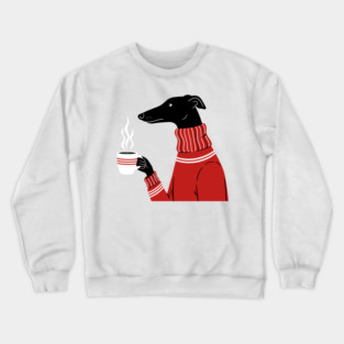 Cozy Greyhound Sipping Coffee Crewneck Sweatshirt