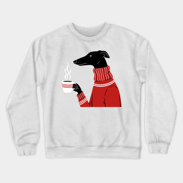 Cozy Greyhound Sipping Coffee Crewneck Sweatshirt by enrynz