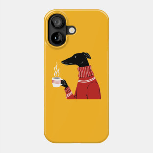 Cozy Greyhound Sipping Coffee Phone Case