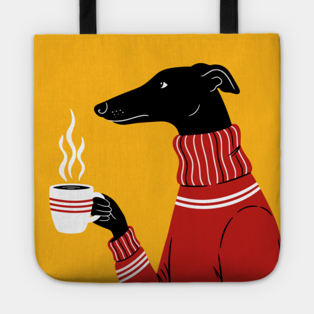 Cozy Greyhound Sipping Coffee Tote by enrynz