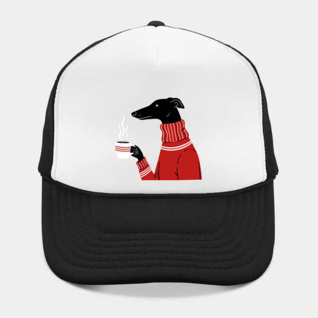 Cozy Greyhound Sipping Coffee by enrynz