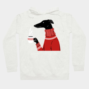 Cozy Greyhound Sipping Coffee Hoodie