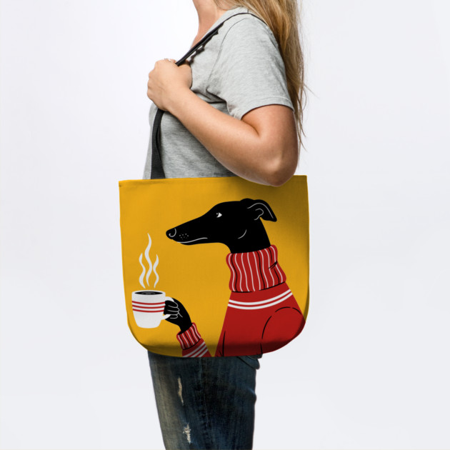 Cozy Greyhound Sipping Coffee by enrynz